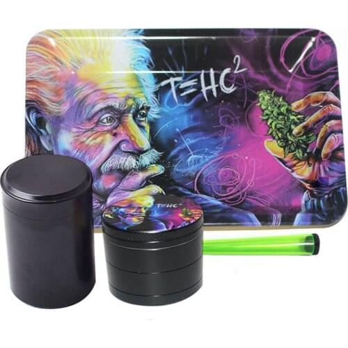 Rolling Tray Weed Grinder Set 18X12.5cm Rolling Papers Tobacco Grinders Weed Grinder Set Metal Trays Kit Smoking Accessories