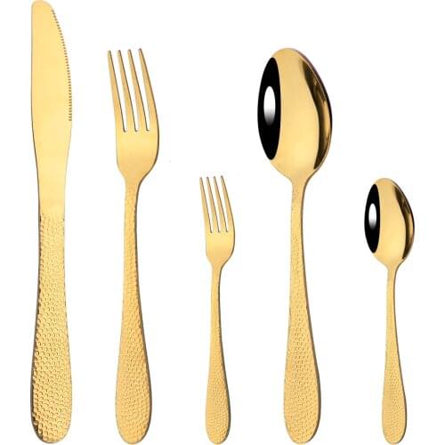 Gold Mirror 1/2/4/6 Set Dinnerware Set Stainless Steel Tableware Luxury Home Knife Ckae Fork Tea Spoon Flatware Set Cutlery Set
