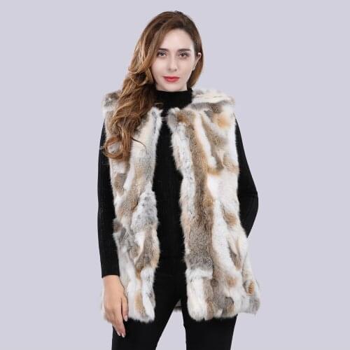 New Womens real genuine natural rabbit fur vest Winter Warm Jacket gilet custom any size