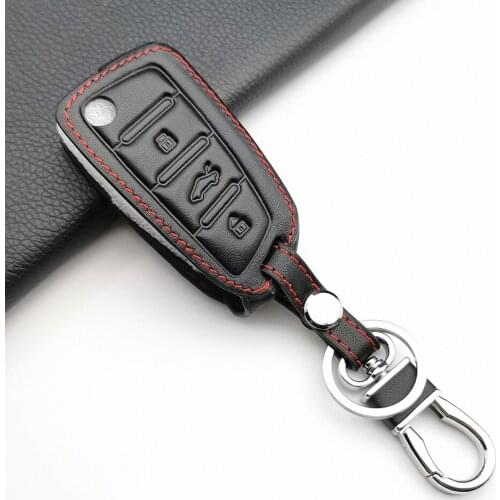 New Style Leather Car Key Fob Cover Case For JAC S2 Refine S3 S4 S5 S7 R3 A5 2017 2018 2019 2020 Folding Remote Keychain Holder
