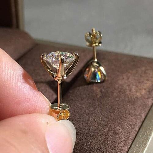 Genuine 18K White And Yellow Gold AU750 Moissanite Earrings 1Ctw DF Color Test Positive Lab Diamond Earrings For Women