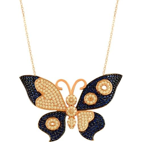 Silver Womens Delicate Butterfly Necklace Art Design Necklace 925 Sterling Silver Gift for Each Fashion Brand Jewelry For Women