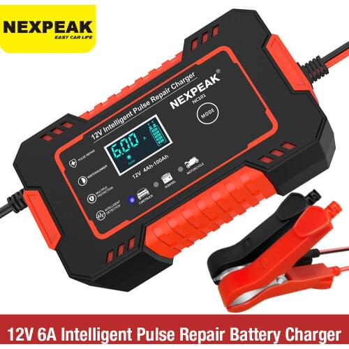 12V-24V 6A Full Automatic Battery chargers Digital LCD Display Car Battery Chargers Wet Dry Lead Acid Power Puls Repair Chargers