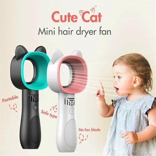 Portable Bladeless Fan Handheld USB Rechargeable Mini Cooler 2000mAh Outdoor Ventilador Cooler for Kids Baby Quiet Fan Desktop
