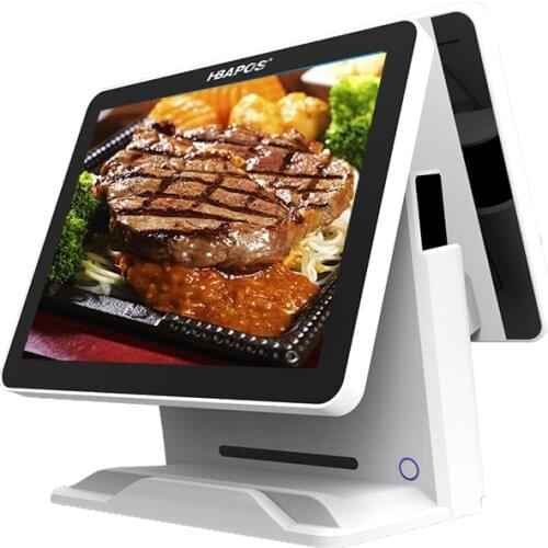 Pos terminal 15 inch lcd monitor dual screen pos cash register touch all in one pc pos machine for restaurant and retail indust