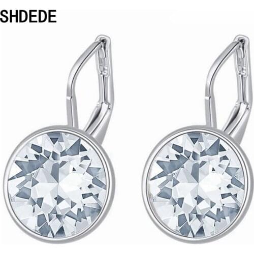 SHDEDE Wedding Party Jewelry Hoop Earrings Women Accessories Embellished With Crystals From Swarovski Round Rhinestone -22467
