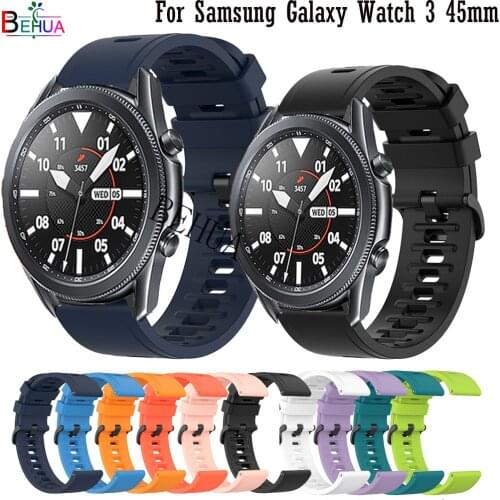 22mm Silicone Strap For Samsung Galaxy Watch 3 45mm Smart Watchband Sport Replacement Wristband Belt Bracelet Wriststrap