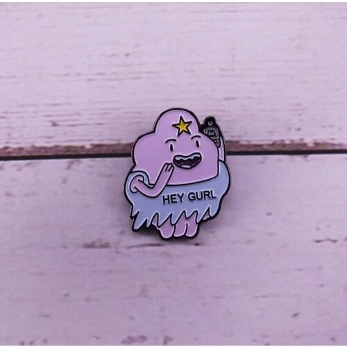 Lumpy Space Princess badge adventure time inspired brooch cute cartoon hey gurl pin