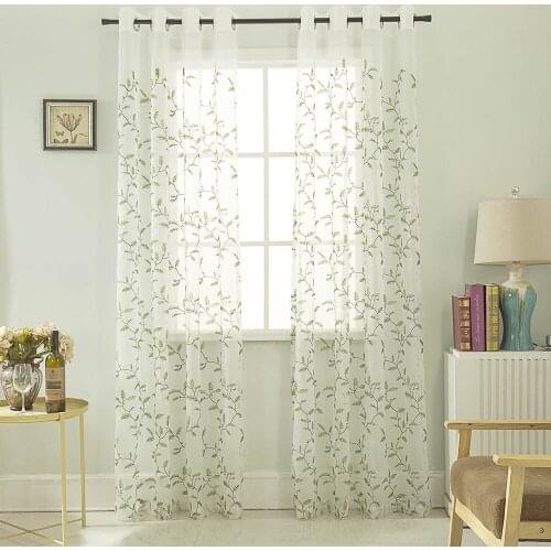 Fabrics Organza Sheer Panel Curtains Embroidered Window Screening Tulle for Living Room Kitchen