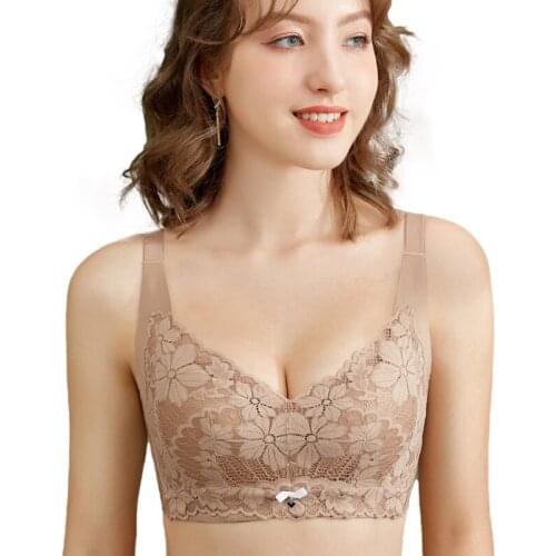 Thai latex thin bra breathable seamless comfortable big breasts lace gathered unwired womens underwear sexy push up bras