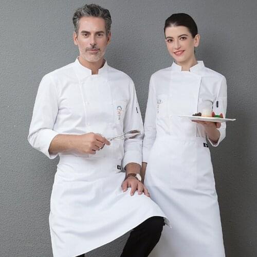Hotel Chefs Uniform Long Sleeves Cook Workwear Women Men Kitchen Chinese Restaurant Barbecue Fast Food Shop Chef Clothes H2029