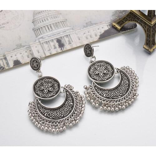 Vintage Girls' Vintage Bronze Silver Geometric Retro Long Earrings New 2018 Womens Vintage Bronze Earring