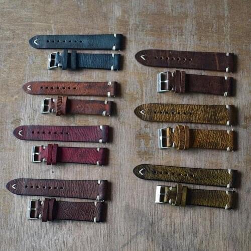 Vintage Women Men Replacement Genuine Leather Watch Band Stitching Bracelet hot