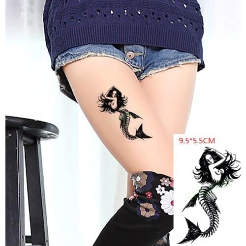 Waterproof Temporary Tattoo Sticker Fish Bones Sexy Mermaid Girl Body Art Flash Tatoo Fake Tatto for Woman Men