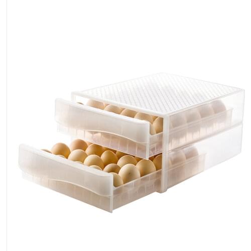 60 Grids Egg Storage Box Double-layer Transparent Drawer Type Transparent Egg Container for Refrigerator Arrange Kitchen