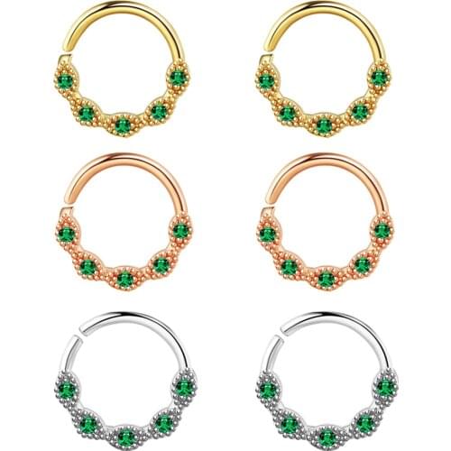 20g Septum Jewelry Daith Earrings Brass Copper Septum Ring CZ Septum Clicker Nose Rings Daith Piercing Jewelry Helix Tragus