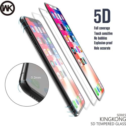 WK DESIGN Screen Protector For iPhone X XS MAX 8 7 6 6S Plus Tempered Glass 9H Toughened 5D Curved Protective Glass Front Film