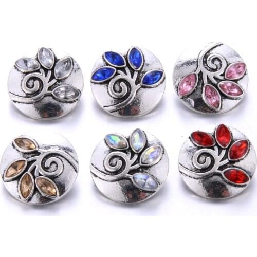 10pcs/lot High Quality 18MM Snap Button Jewelry Rhinestone Flower Fit Snaps Bracelet Bangle Earrings Necklaces