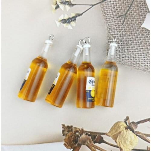 10pcs Beer Bottle Resin Earring Keychain Necklace Pendant Jewlery