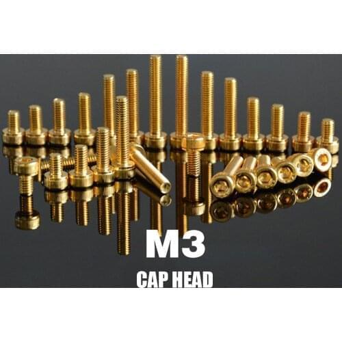 10pcs M3 Golden/Black Electroplate 12.9 Grade Alloy Steel Allen Hex Socket Cap Head Screw Bolt ISO7380