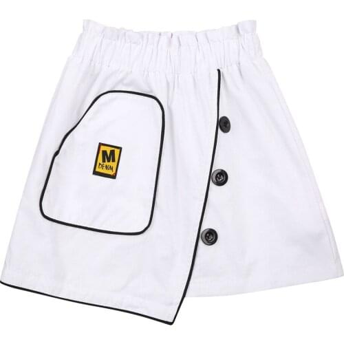 2021 2-7Y Fashion Kids Baby Girls Skirt Button Patch Pocket Irregular Summer A-line Skirt Bottoms Holiday Outfit