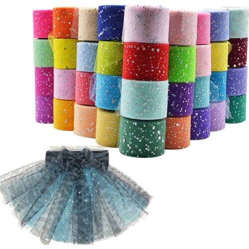 25Yards 5cm Glitter Sequin Tulle Roll Spool Tutu Wedding Decoration Organza Laser DIY Craft Girl Birthday Party Supplies