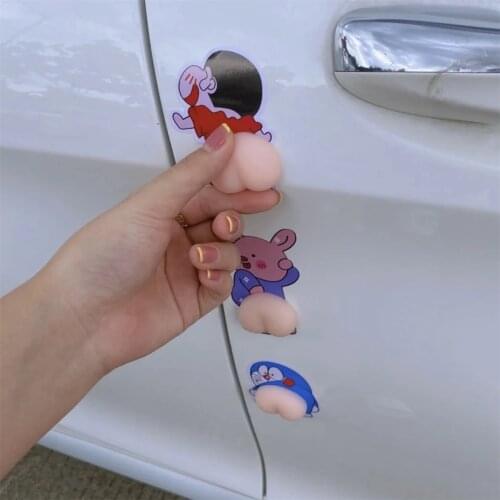 3D Silicone Cute Butt Car Bumper Sticker Cartoon Anti-collision Anti-scratch Door Rearview Mirror Protection Phone Decoration