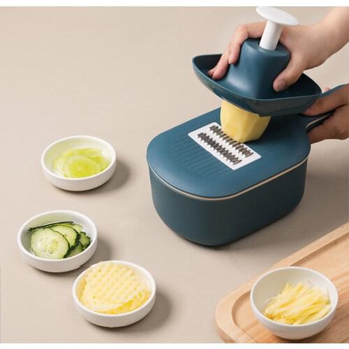 Manual Wet Basket Vegetable Cutter Onion Multifunctional Grater with Container Mandoline Kitchen Chopper 4 Blade Potato Gadgets
