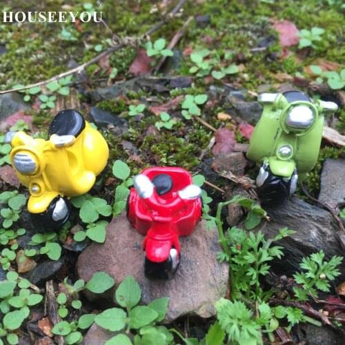 5PCS/Lot Resin Mini Motorcycle Miniature House Fairy Garden Micro Landscape Home Decoration Plant Pots Bonsai Craft