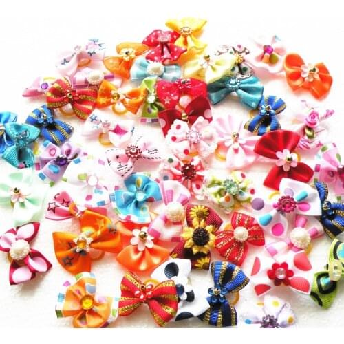 500PC/Lot Clearance Dog Grooming Bows Handmade Dog Hair Bows Yorkshire Dog Accessories Pet Products