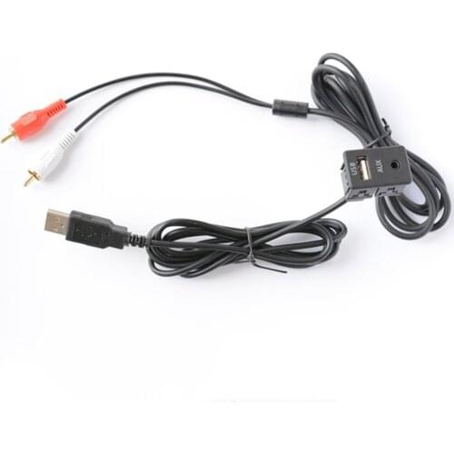 1M Car RCA Cable Adapter Switch 3.5mm Audio Jack AUX USB Cable Extention Mount Panel RCA Cable for For Toyota Volkswagen