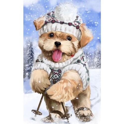 Diamond mosaic full diamond embroidery DIY diamond painting cross stitch crystal square drill Ski dog picture of rhinestones