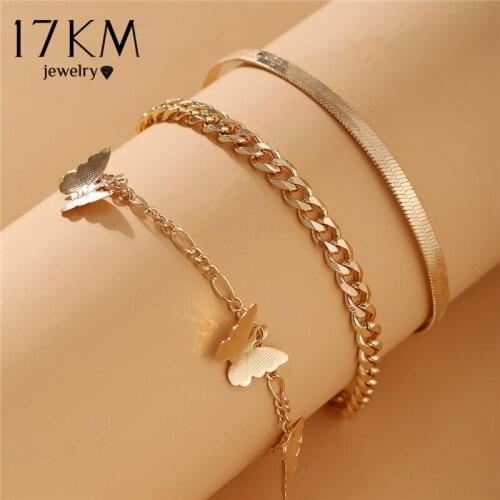 Trendy Butterfly Snake Chain Anklets Set For Women Girls Multilayered Thick Chain Anklet Foot Ankle Bracelet Beach Jewelry