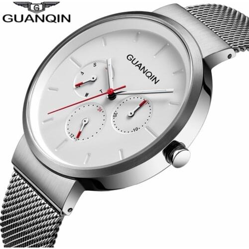 Original Watch Men GUANQIN GS19103 Top Brand Men Quartz Watch Mesh Strap Week Date Waterproof Military Watch Kol Saati Dropship