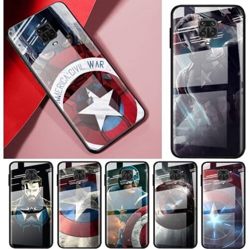 Tempered Glass Cover Captain America Hero For Xiaomi Redmi Note 10 10S 9T 9S 9 8T 8 7 Pro Max Shockproof Phone Case