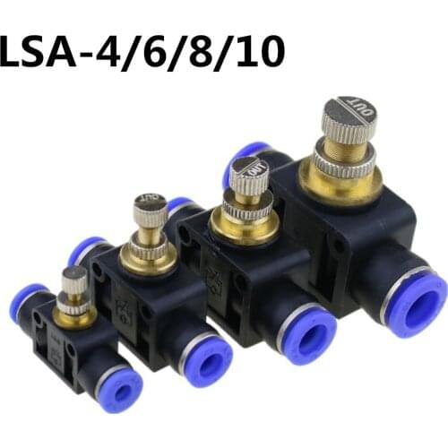 Throttle valve SA 4-12mm Air Flow Speed Control Valve Tube Water Hose Pneumatic Push In Fittings Free shipping