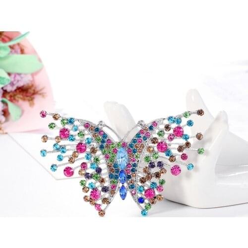 Imixlot Fashion Colorful Crystal Rhinestone Butterfly Brooches for Women Banquet Insect Brooch Pin Vintage Fashion Jewelry Gifts