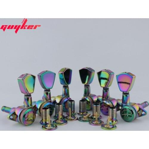 1 Set GUYKER Tuners Guitar Models Rear lock string Electric Guitar Machine Heads Trapezium Button Chameleon Rainbow