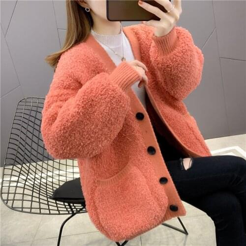 Room 191286, under the lateral line 3 】 make plush knitting cardigan pocket [3001] 86