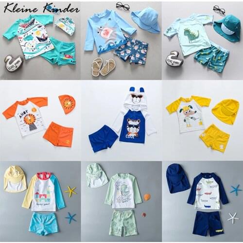Swimsuit for Children 2020 Summer Bath Clothes Pool UV Protection Boys Swimwear 3 Pieces Baby Swimming Suit Toddler Beachwear