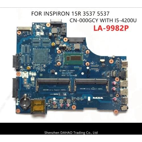 FOR DELL Inspiron 15R 5537 3537 laptop motherboard with i5-4200u DDR3L CN-000GCY 000GCY VBW01 LA-9982P mainboard 100% tested OK