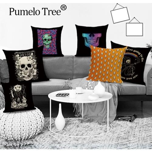Mexican Scary Skull Print Cushion Cover Pillowcase Horror Demon Ghost Decorative Bed Throw Pillow Case Cushions Fundas De Cojin