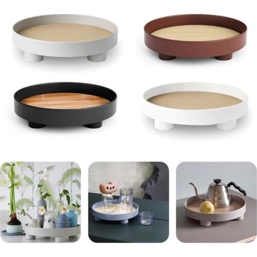 Multifunctional Tea Food Dish Drink Platter Jewelry Sundries Tray Desktop Storage Round Serving Tray Kitchen Tableware Tray