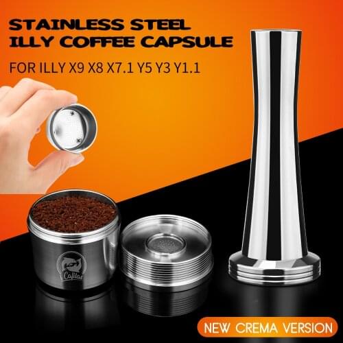 ICafilas Vip Link Stainless Steel Reusable Coffee Filter Refillable Capsule Cup Pod Tamper For Illy Machine Refill