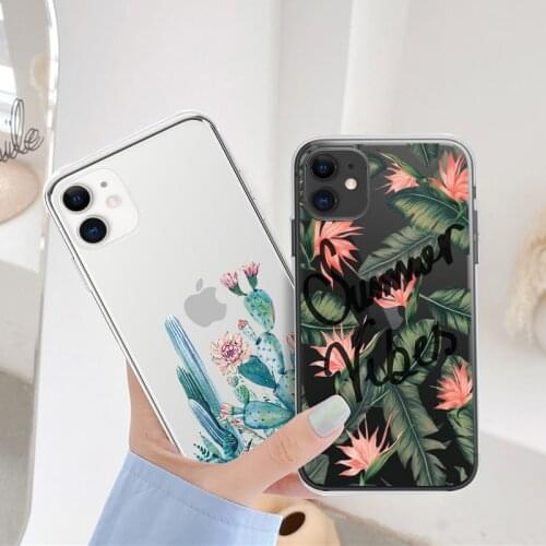 Moskado Plant Phone Case For iPhone 12 Pro Max 11 Pro Max X XR XS 7 8 6 6s Plus Banana Leaf Flowers Cactus Soft TPU Back Cover
