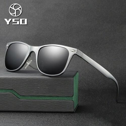 YSO Sunglasses Men Polarized UV400 Aluminium Magnesium Frame HD Lens Sun Glasses Driving Glasses Square Accessories For Men 8559