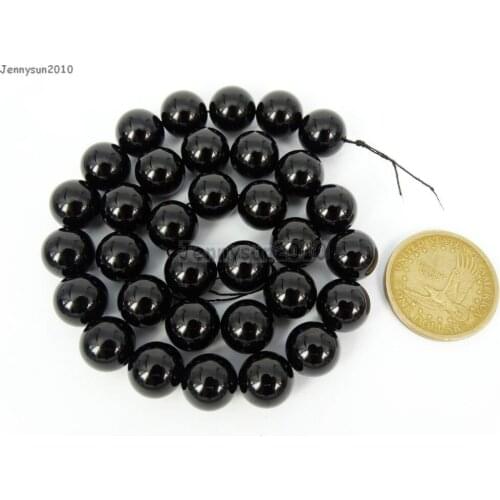 Grade AAA Natural Black Onyx Gems Stones 12mm Round Ball Spacer Beads 15.5'' Strand for Jewelry Making Crafts 5 Strands/Pack