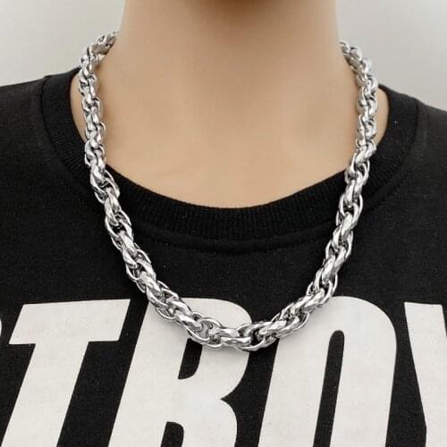 Mens Necklace Titanium Steel Fitness Thick Necklace 1.1cm Thick Long Mens Trendy Chain Popular Wild Necklace Ornaments