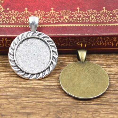 4pcs Fit 20mm Round Glass Cabochon Base Setting Hot Antique Bronze Silver Color Color Pendant Tray For Jewelry DIY Making