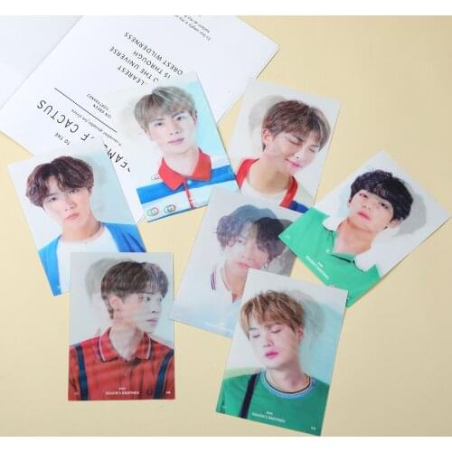 7Pcs/lot Kpop 2020 Seasons Greetings Cards V JIN RM SUGA JIMIN JUNGKOOK JHOPE 3D Photo Postcard Picture Collection Cards Gifts